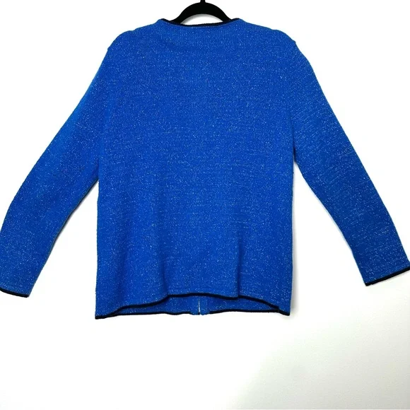 Grannycore Kitschy Blue Jay Embroidered Cottagecore Shimmer Knit Cardigan - Picture 10 of 12